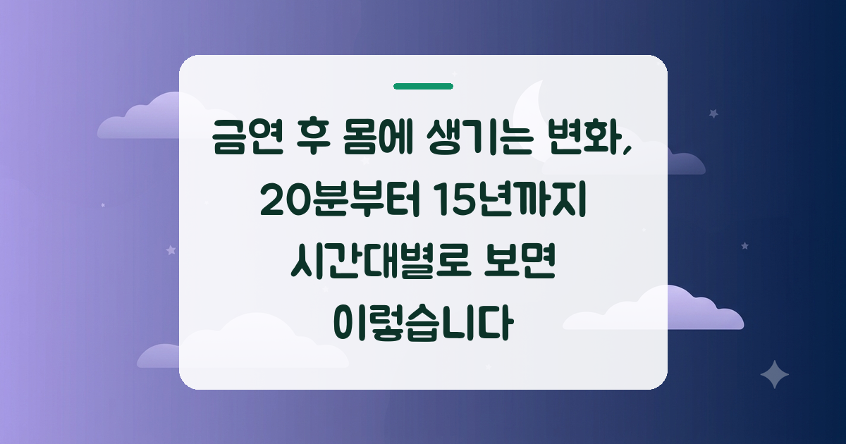 금연 후 몸에 생기는 변화, 20분부터 15년까지 시간대별로 보면 이렇습니다