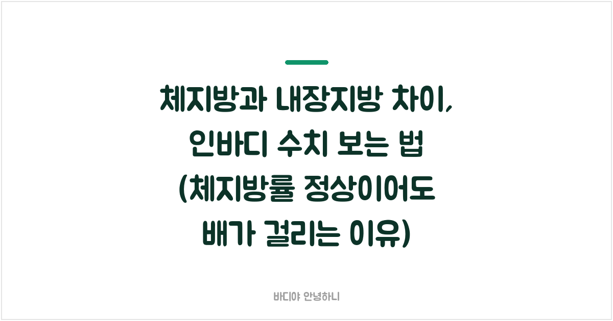 체지방과 내장지방 차이, 인바디 수치 보는 법 (체지방률 정상이어도 배가 걸리는 이유)