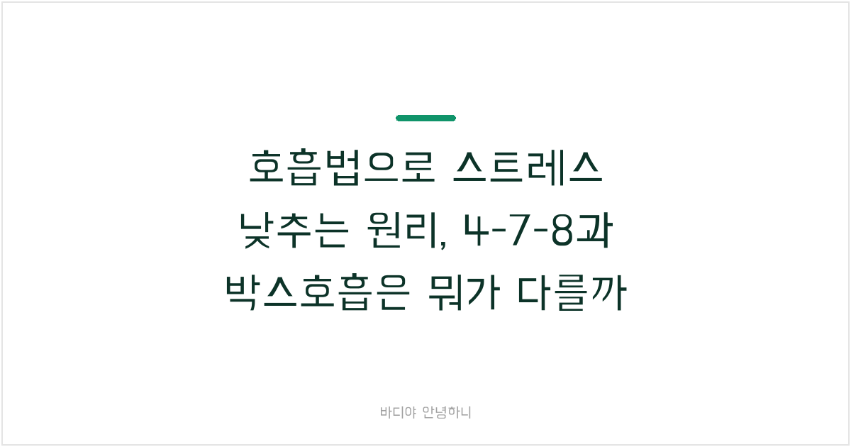 호흡법으로 스트레스 낮추는 원리, 4-7-8과 박스호흡은 뭐가 다를까